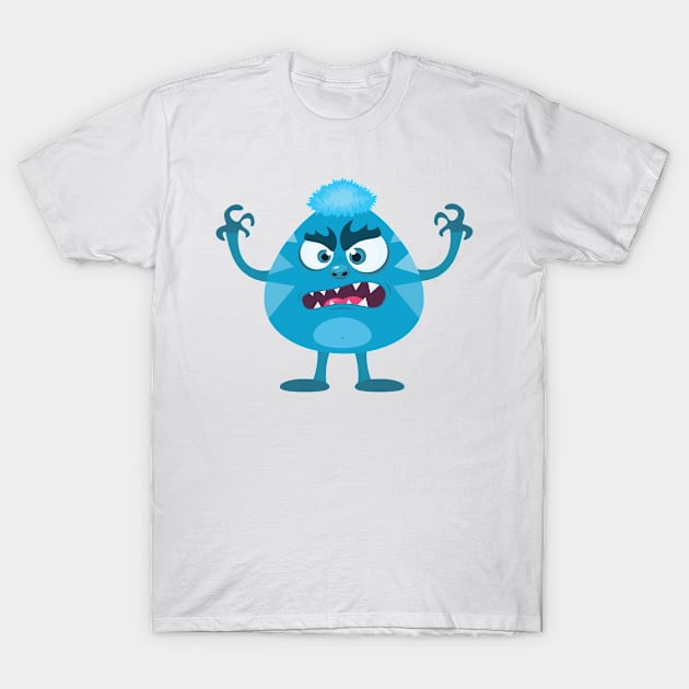 Funny Blue Monster T-Shirt by Rebelion